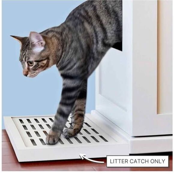 THE REFINED FELINE Litter Catch for The Refined Litter Box White, Solid Wood - Picture 1 of 10